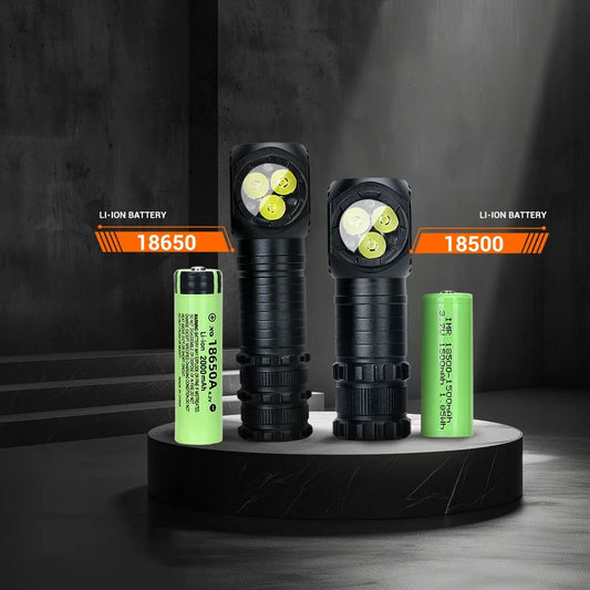 Headlamp compatible with 18650/18500 battery
