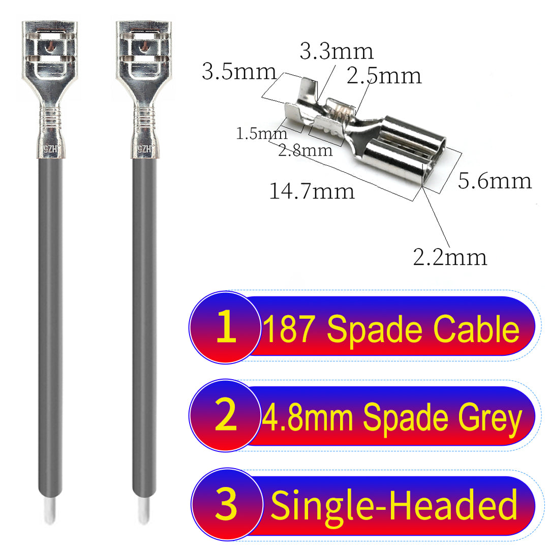 Detailed 4.8mm single-head spade terminals Cable Single-Sided Grey, ideal for automotive repairs, DIY projects, and home wiring solutions. Durable and easy to install.