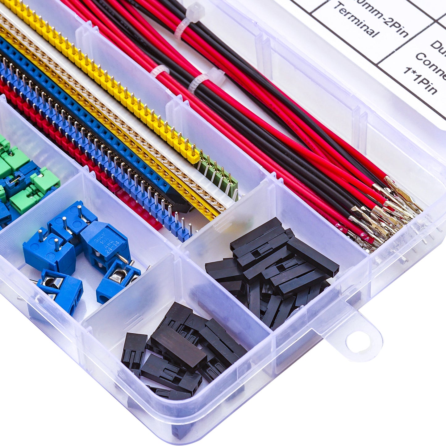Complete 2.54mm male and female jumper wire connector kit with assorted lengths