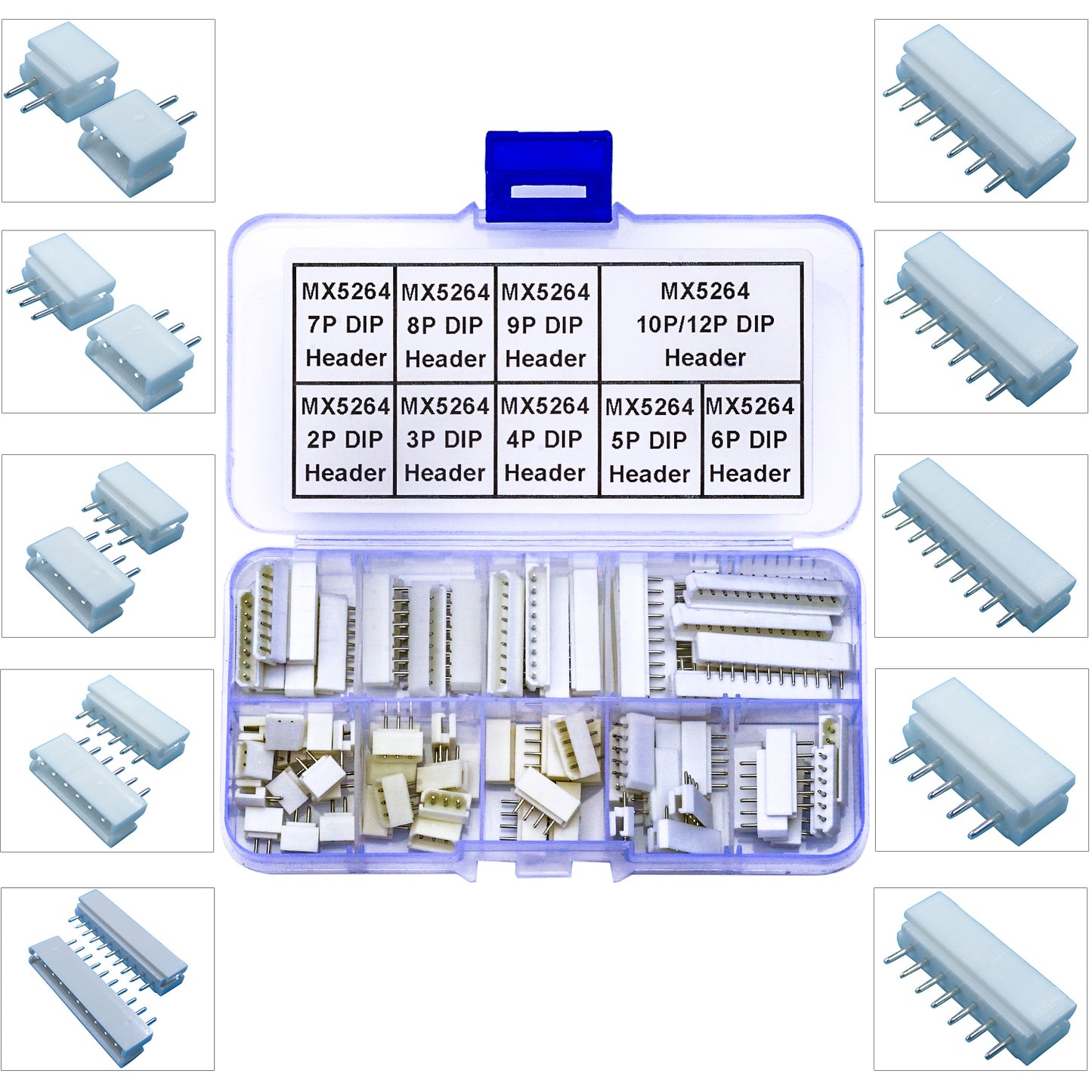 Assorted MX5264 2.5mm DIP header connectors compatible with Molex series for wire-to-board assembly