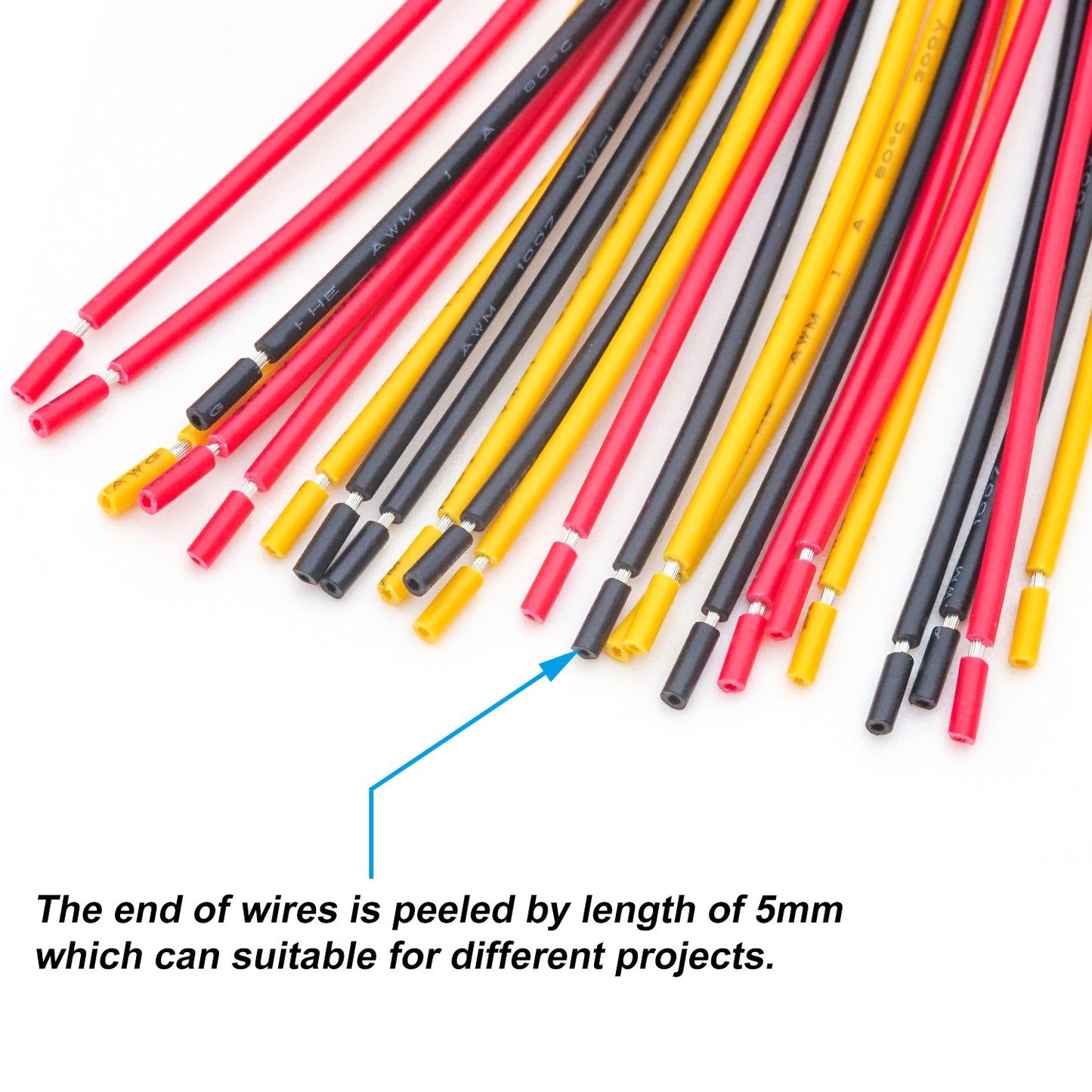 Collection of 200 pieces of 20AWG stranded hookup wires with PVC jacket in assorted colors