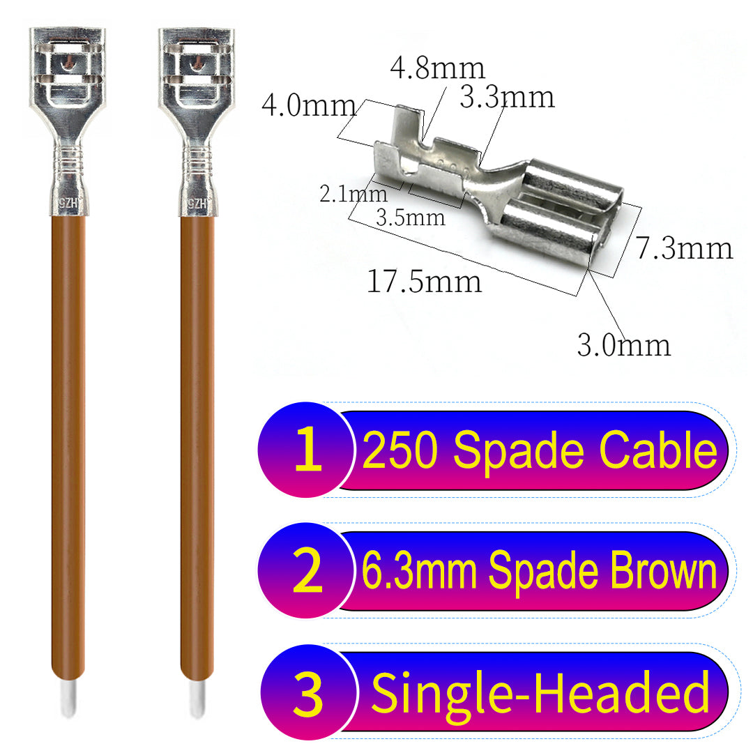 Premium 250 Type 6.3mm spade terminals Cable single-head Brown for automotive and home wiring.