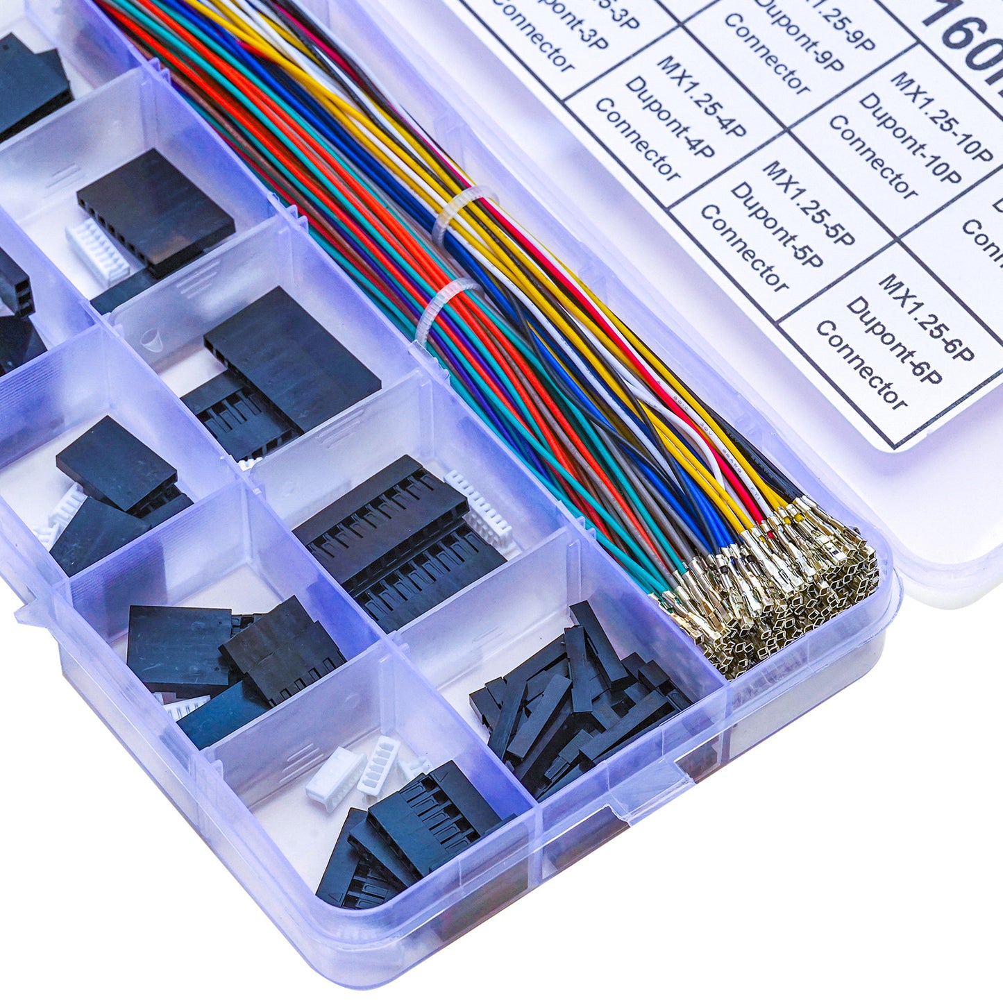 High-quality 28AWG pre-crimped wires ready for MX1.25 to Dupont 2.54 connector assembly