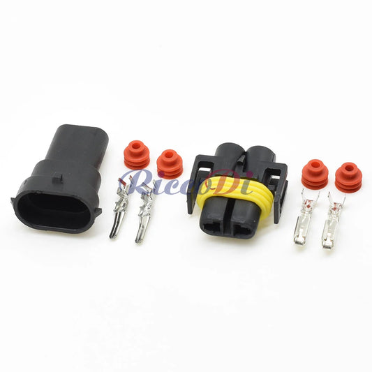 Detailed terminals of 2 pin automotive fog lamp connector for secure electrical connection