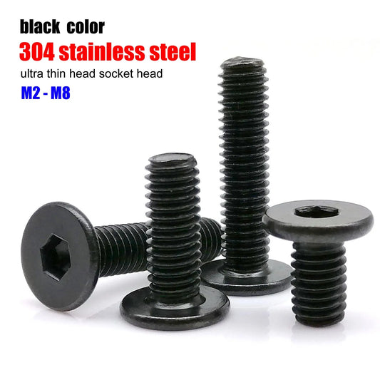304_Stainless_Steel_Black_Hex_Socket_Ultra-Thin_Flat_Wafer_Head_Screw_Side_Angle