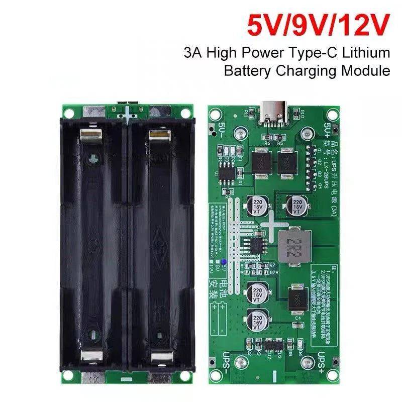 3A High-Power 18650 Lithium Battery Boost Module 5V-12V Charging and D ...