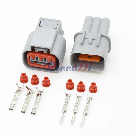 Close-up of 3 Way Auto Compressor Air Conditioning Connector terminals HN032-03020 HN036-03027