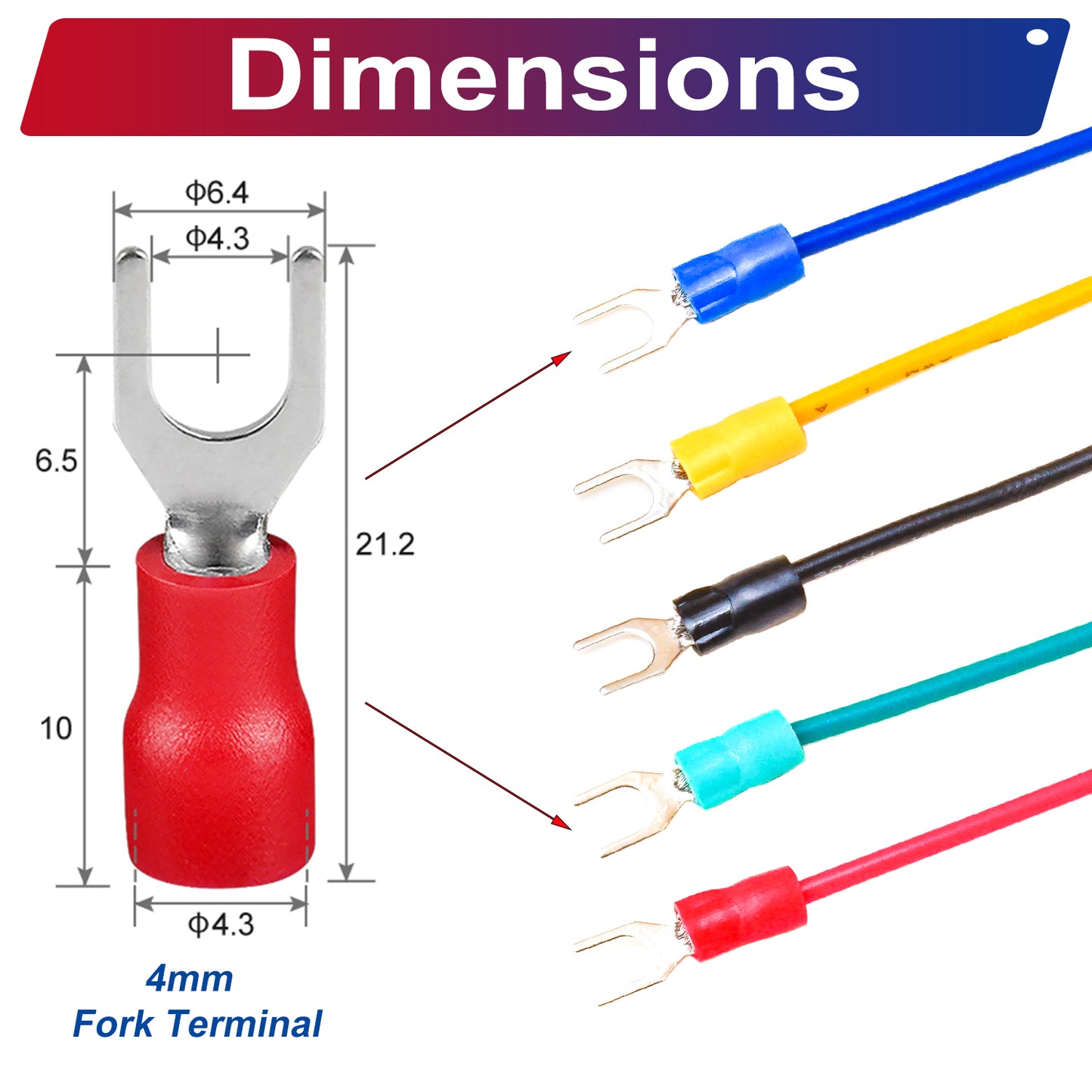 SV1.25-4.0mm Single-Headed Spade Terminal Insulated Cable 18AWG