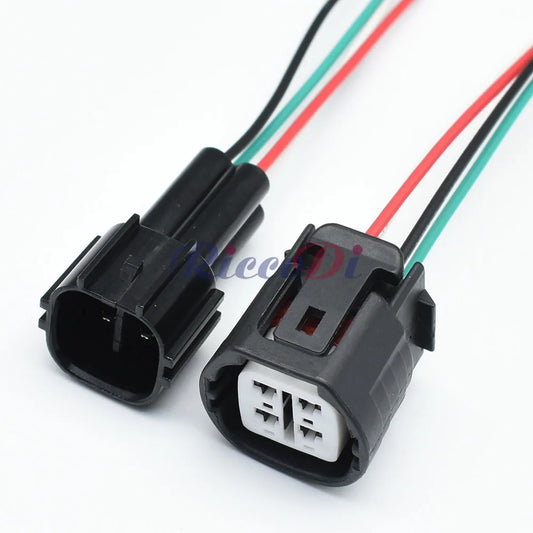Close-up of 4 Pin 6189-0694 alternator regulator connector male female plug terminals for Acura Toyota