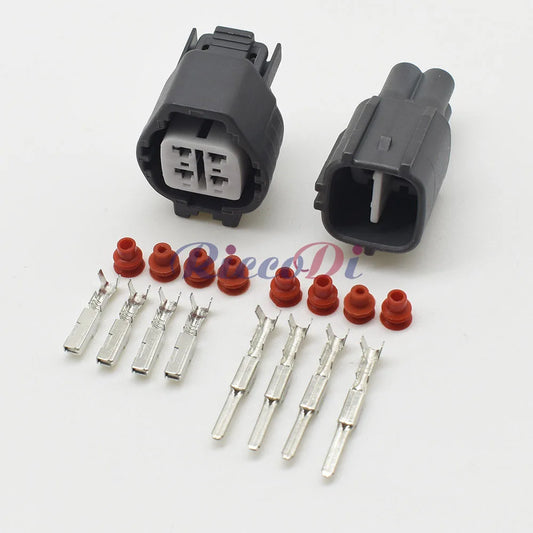 Close-up of 4 Pin Toyota Oxygen Sensor Connector Plug terminals Female Male Waterproof