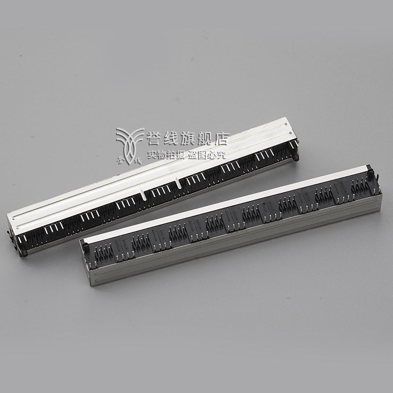 8-Port Stacked RJ45 Connector — 1×8 Gang PCB Mount Modular Jack | THT Through-Hole | Shielded Metal Housing | 127mm