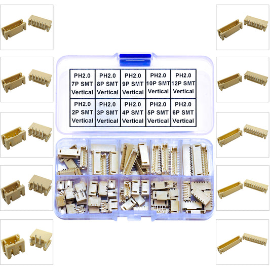 Assorted_JST_PH2.0mm_Vertical_SMT_Headers_2-12Pin