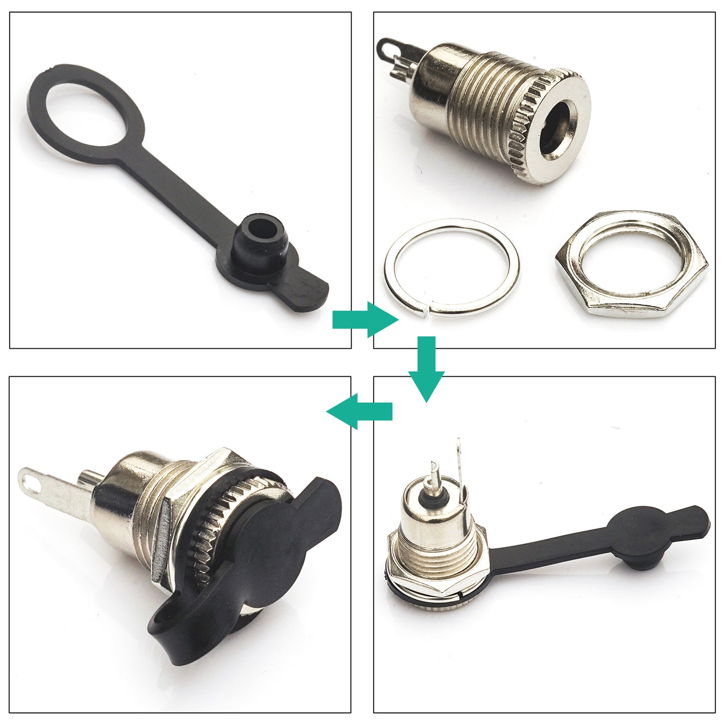 Durable 5.5x2.1mm DC male power plug with cable end, suitable for DIY projects and electronics