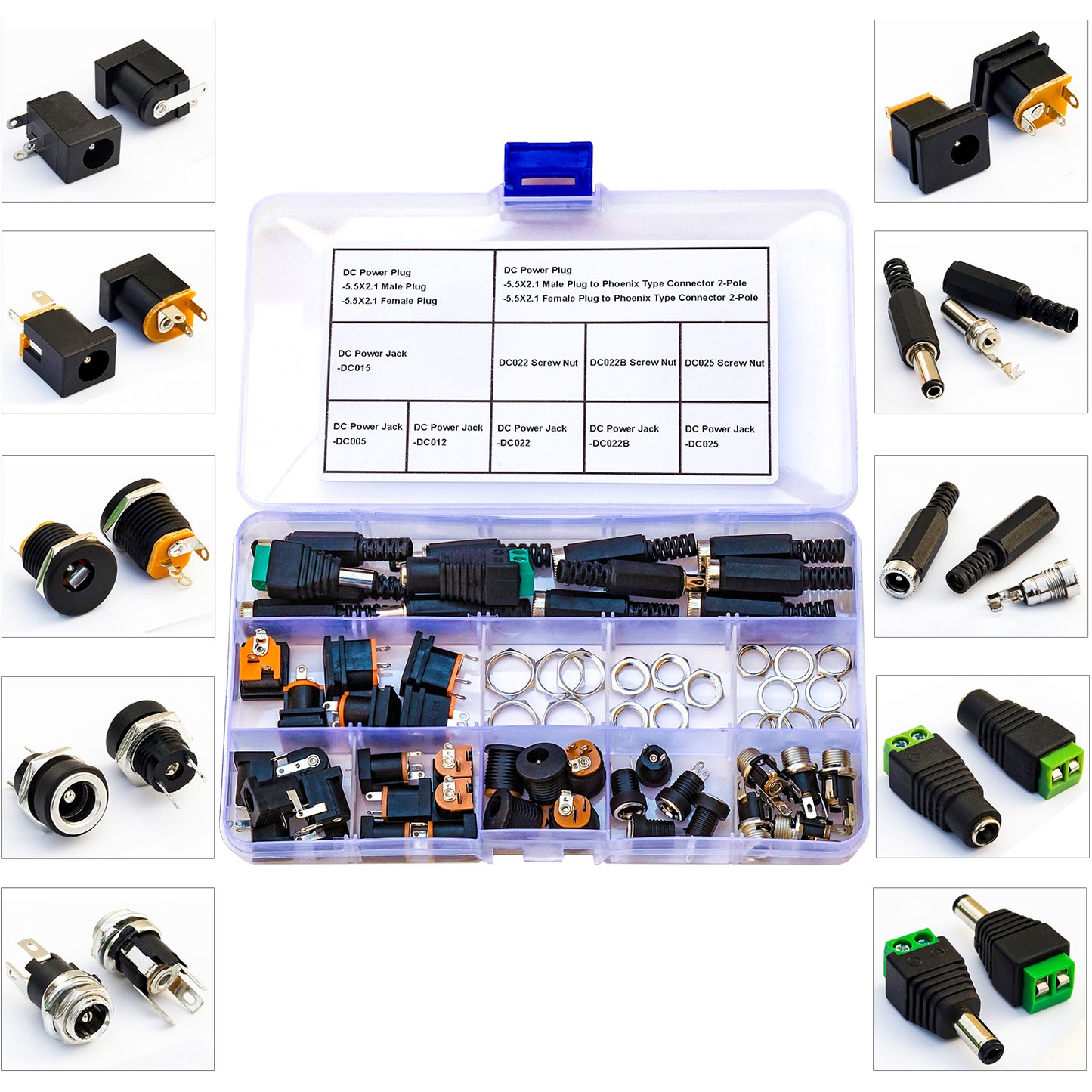 Reliable 5.5 x 2.1mm male plug and female DC socket connectors for secure power supply connection