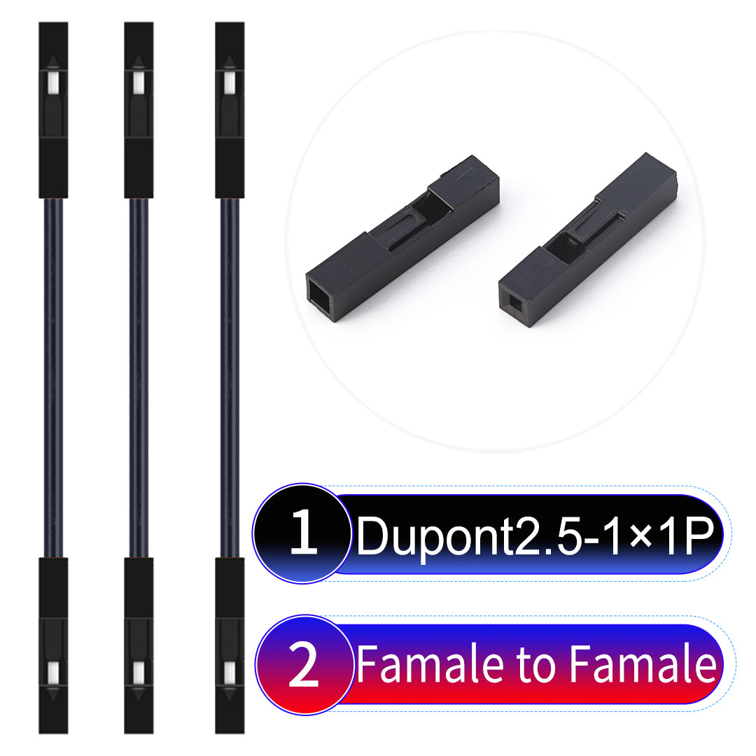Dupont_2.54mm_1Pin_Black_Female_to_Female_Wire