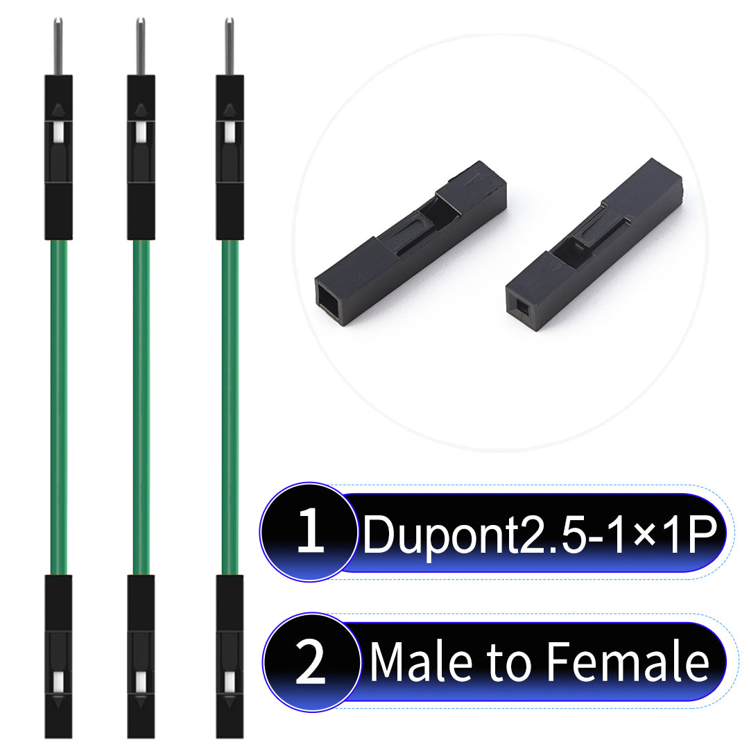 Dupont_2.54mm_1Pin_Green_Female_to_Male_Wire