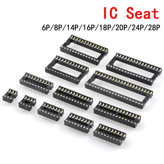 DIP IC Sockets — 6 to 28 Pin Narrow Body, Solder Type, -40°C to 85°C (5-Pack)