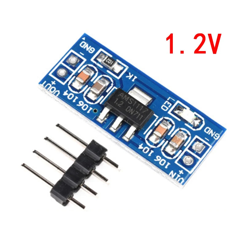 AMS1117 Voltage Regulator Power Supply Module — 1.2V/1.5V/1.8V/2.5V/3.3V/5V (2pcs)