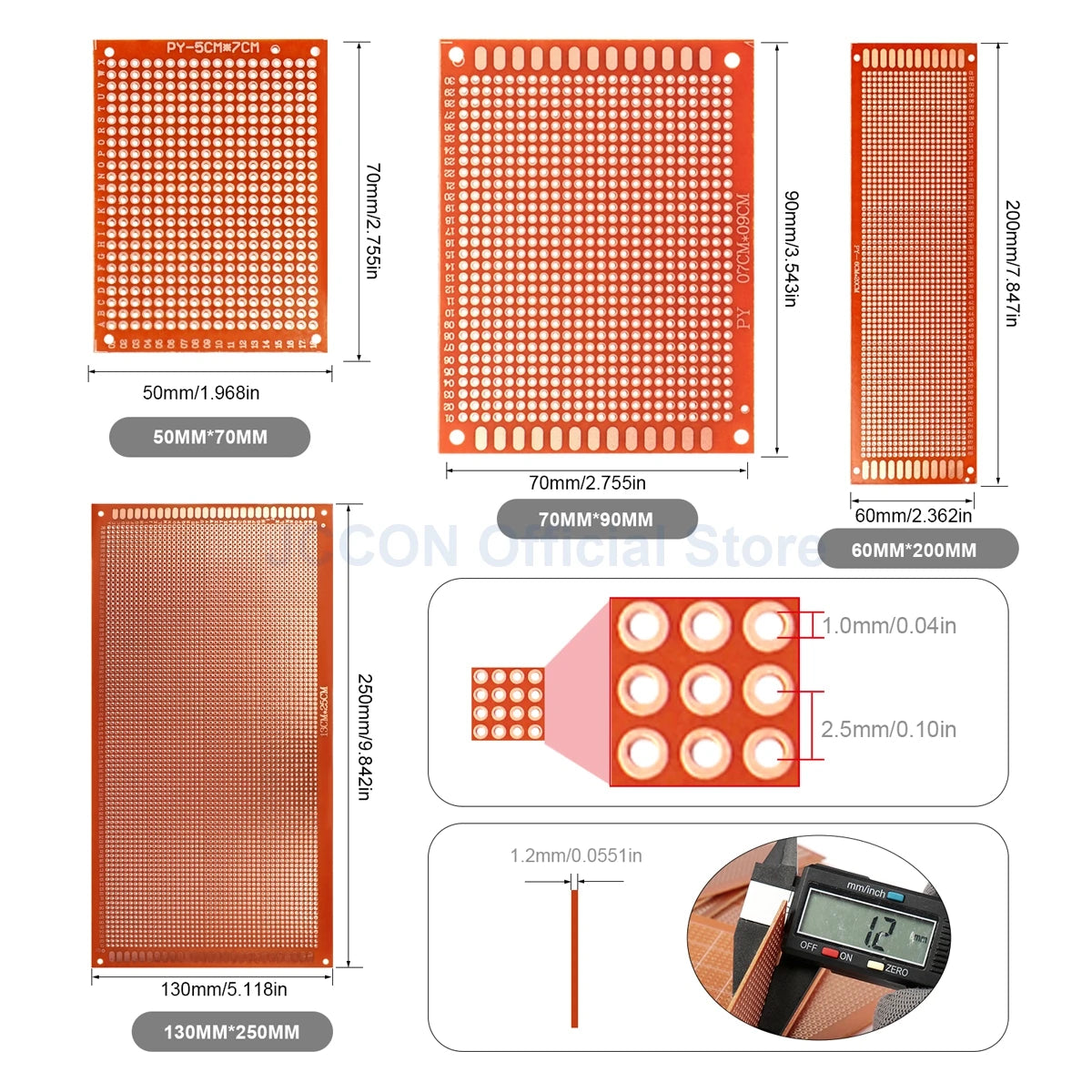 94HB Bakelite Universal PCB Prototype Board 5x7cm Perforated for DIY Electronics Soldering