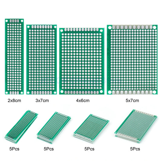 PCB Prototype Stripboard Veroboard Set 2x8, 3x7, 4x6, 5x7cm Universal DIY Soldering Boards