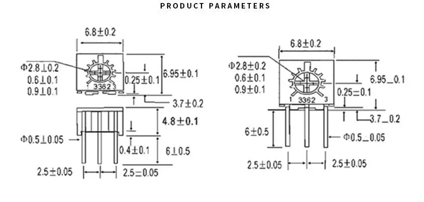 5pcs 3362P Trimmer Potentiometer Adjustable Resistor 500R 1K 2K 5K 10K 20K 50K 100K Variable Precision Trimpot