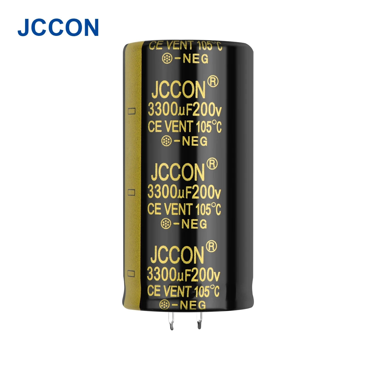 JCCON Audio Electrolytic Capacitor 200V 220uF–3300uF High-Frequency Low-ESR for HiFi Amplifier | Through-Hole 105°C