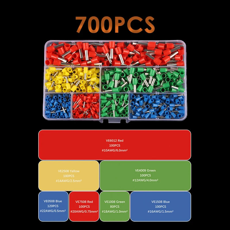 VE Series Cable Wire Connector Electrical Tube Terminal Insulated Terminal Block Cord End Crimping Sleeve