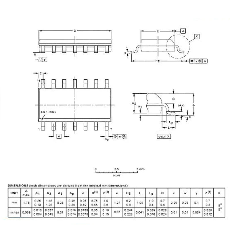 5PCS 74HC14D SOP-14 Hex Schmitt Trigger Inverter IC SN74HC14DR SMD