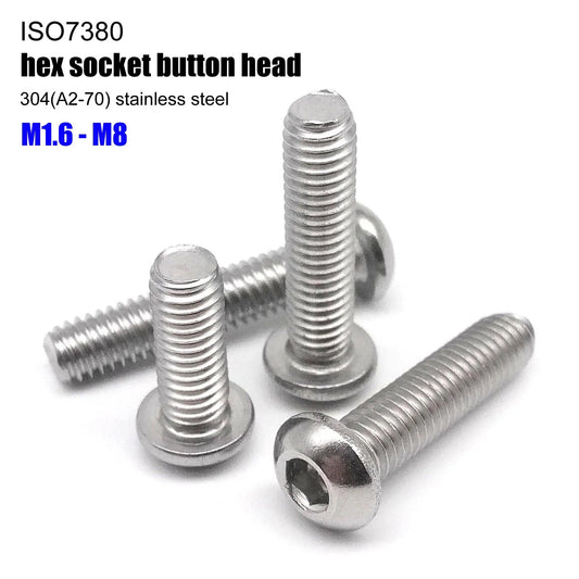 ISO7380_304_Stainless_Steel_Hex_Socket_Button_Head_Screw_Side_Angle