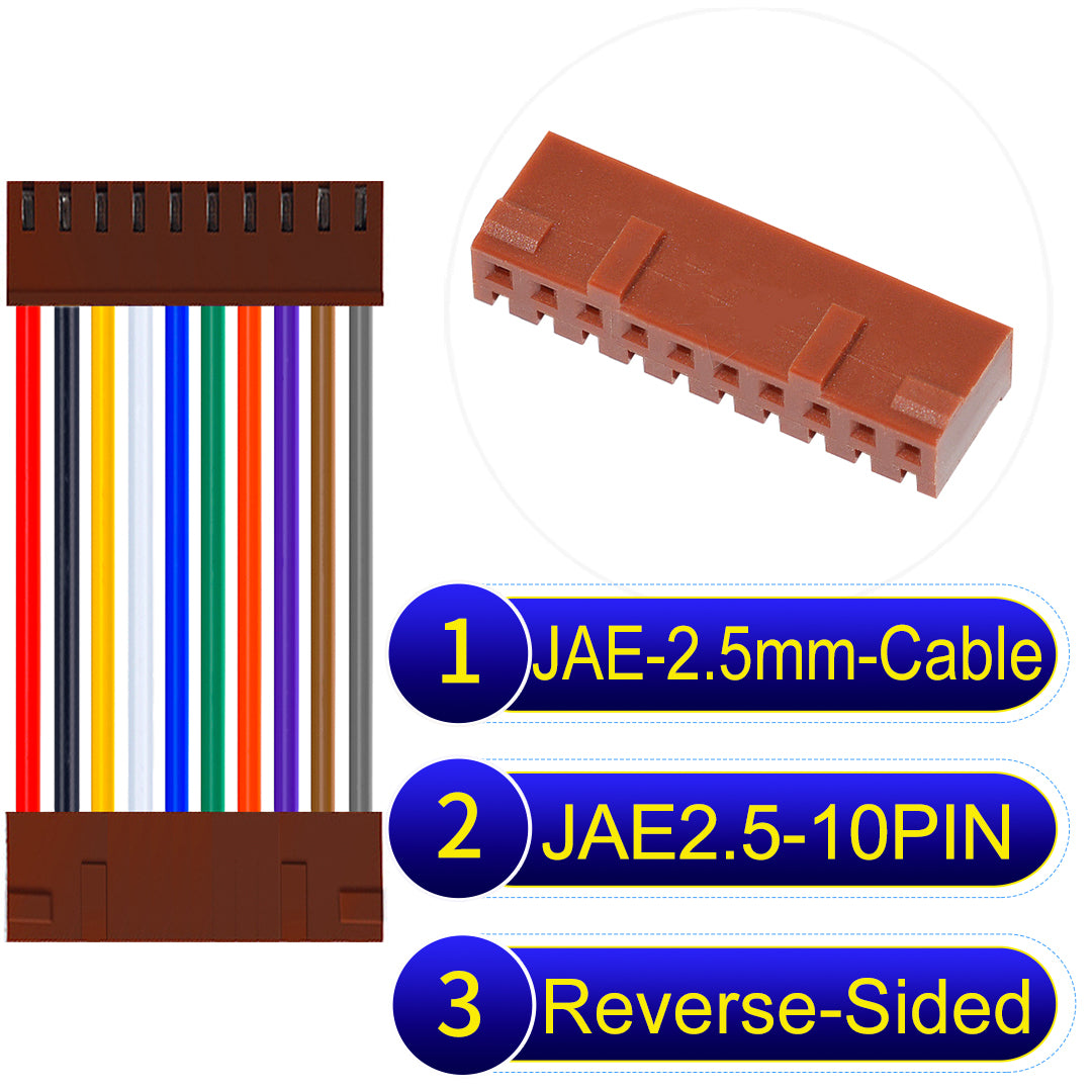 JAE 2.5mm 10Pin Reverse-Side-Head 22AWG UL1007 PVC Cable for reliable electrical connections.