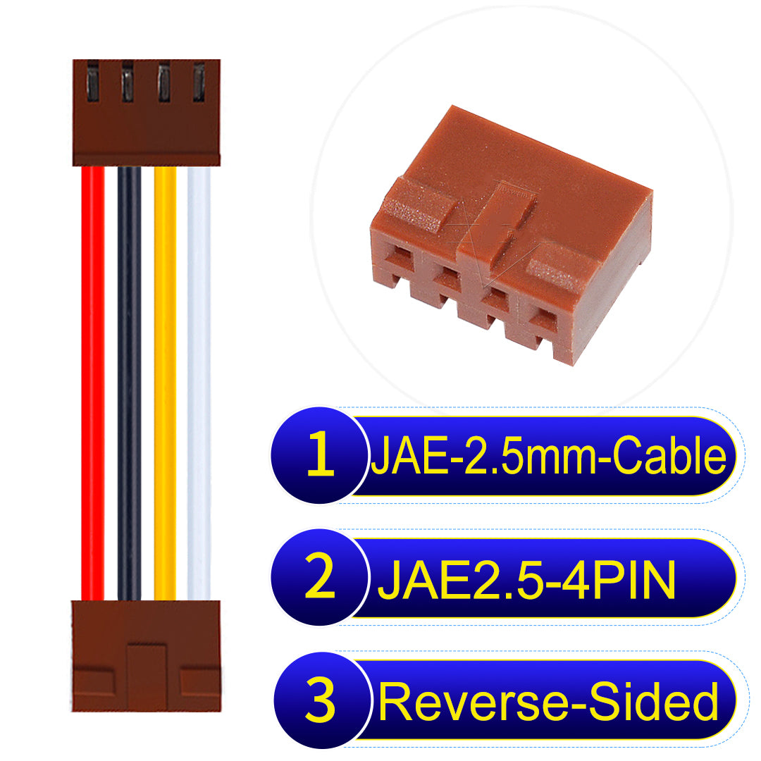 JAE 2.5mm 4Pin Reverse-Side-Head 22AWG UL1007 PVC Cable for reliable electrical connections.