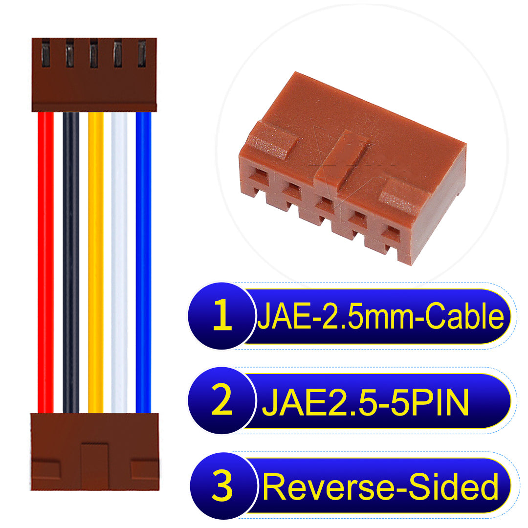 JAE 2.5mm 5Pin Reverse-Side-Head 22AWG UL1007 PVC Cable for reliable electrical connections.