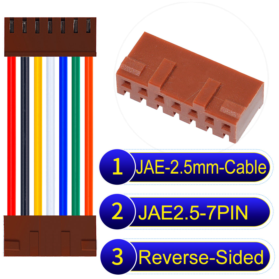 JAE 2.5mm 7Pin Reverse-Side-Head 22AWG UL1007 PVC Cable for reliable electrical connections.