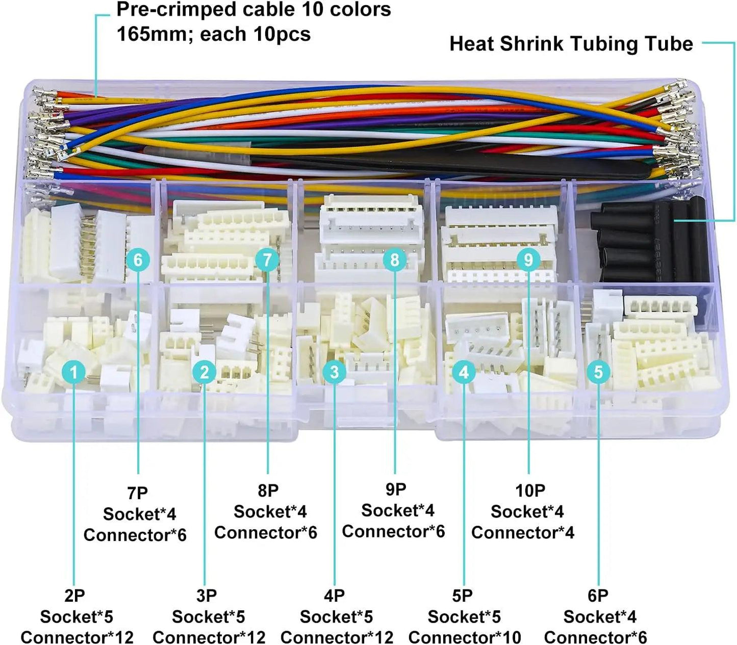 Packaging of JST connector kit with 22AWG wires