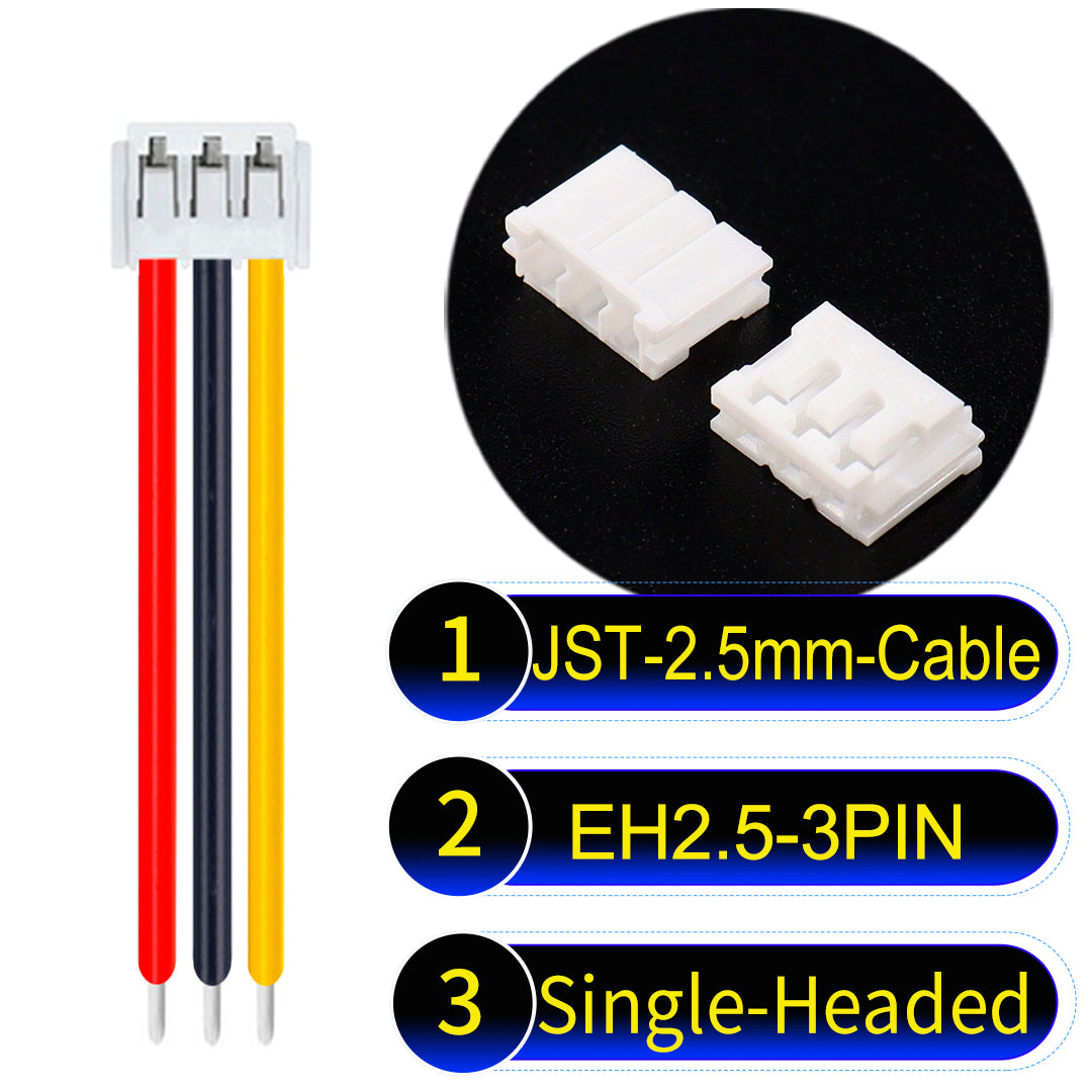 The JST 2.5mm Cable EH2.5 3-Pin Single-Headed UL1007 PVC Cable offers durability and reliability for electrical connections.