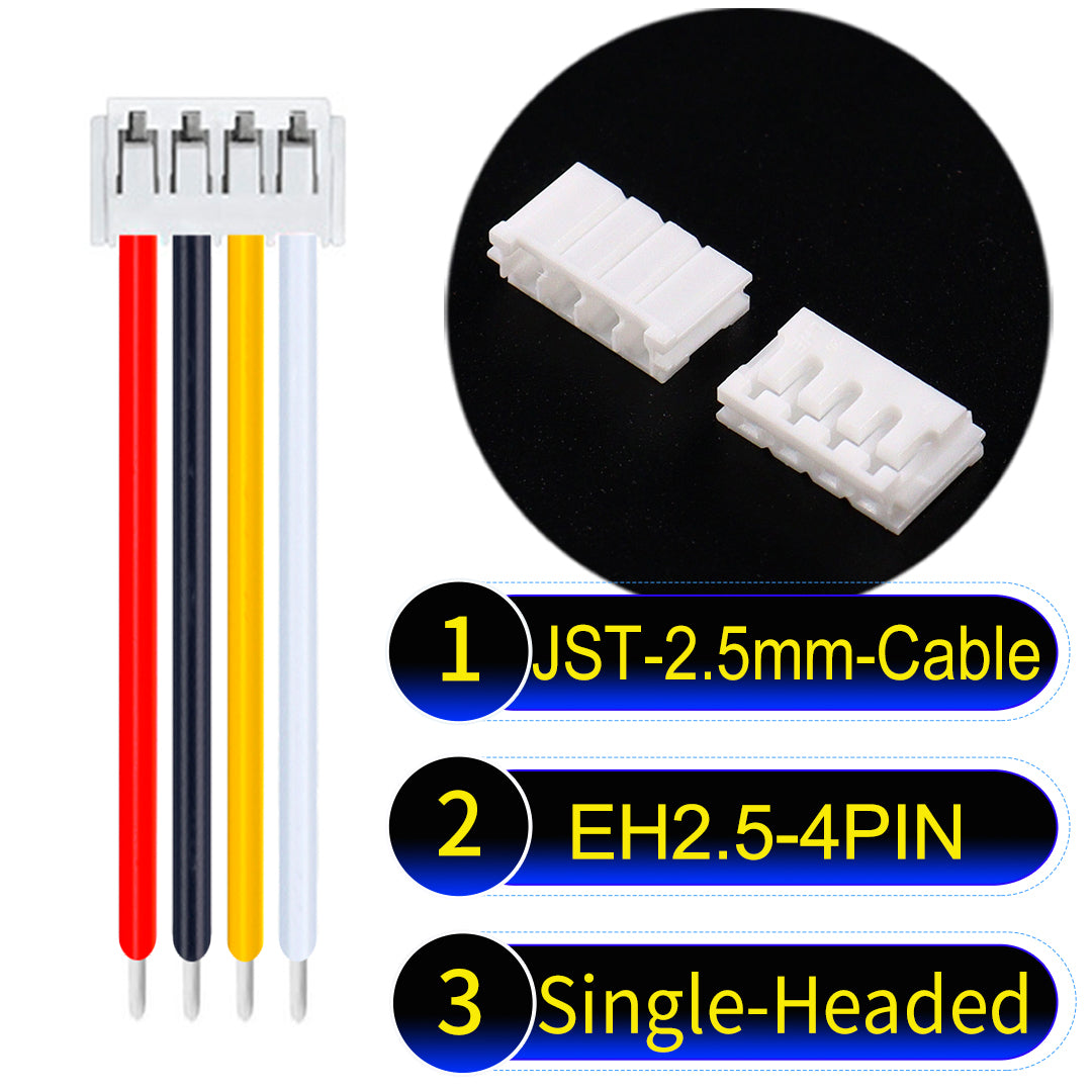 The JST 2.5mm Cable EH2.5 4-Pin Single-Headed UL1007 PVC Cable offers durability and reliability for electrical connections.
