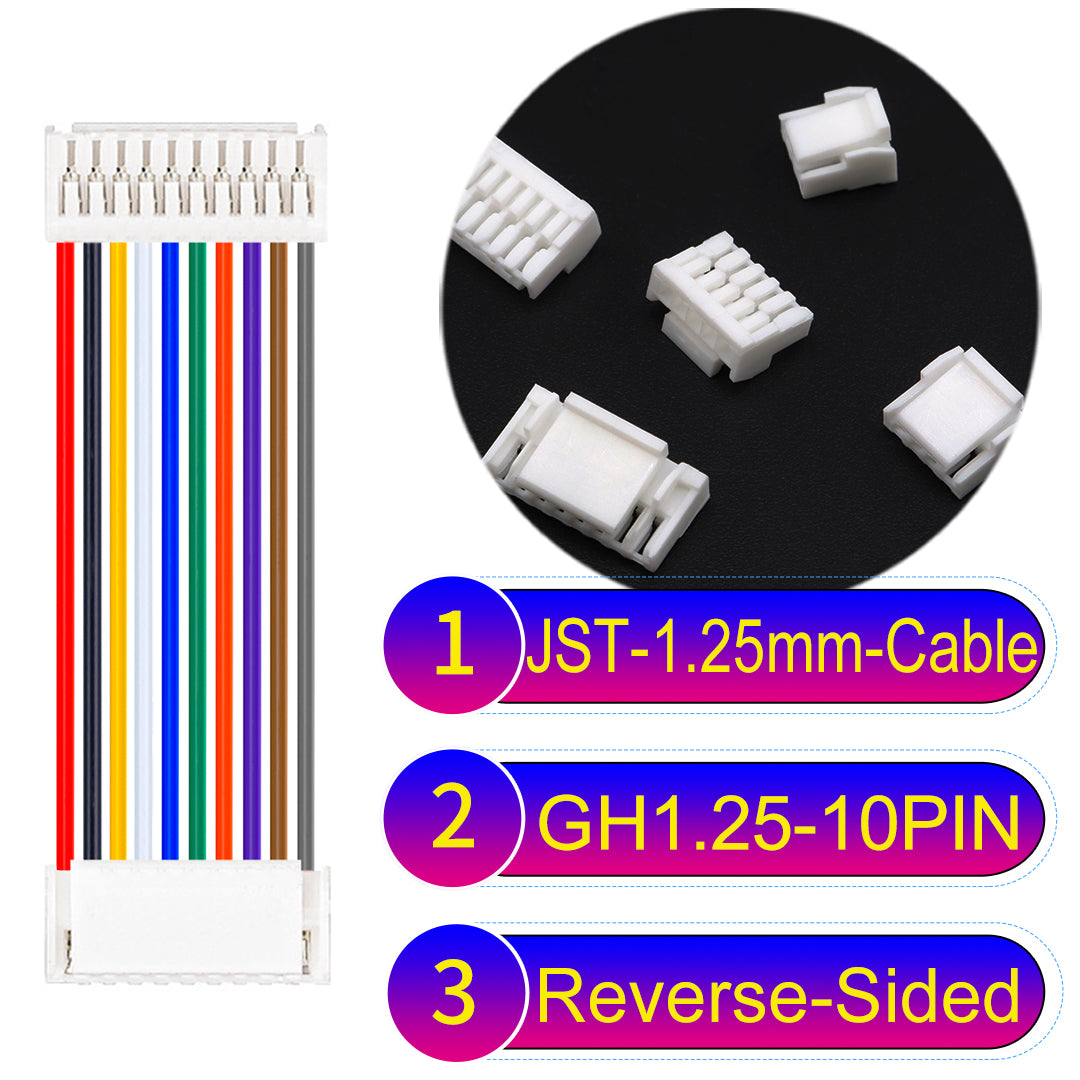 JST GH1.25mm 10Pin Reverse-Side-Head 28AWG UL1571 PVC Cable for reliable electrical connections.