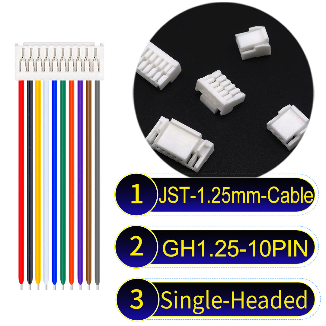 JST GH1.25mm 10Pin Single-Headed 28AWG UL1571 PVC Cable for reliable electrical connections.