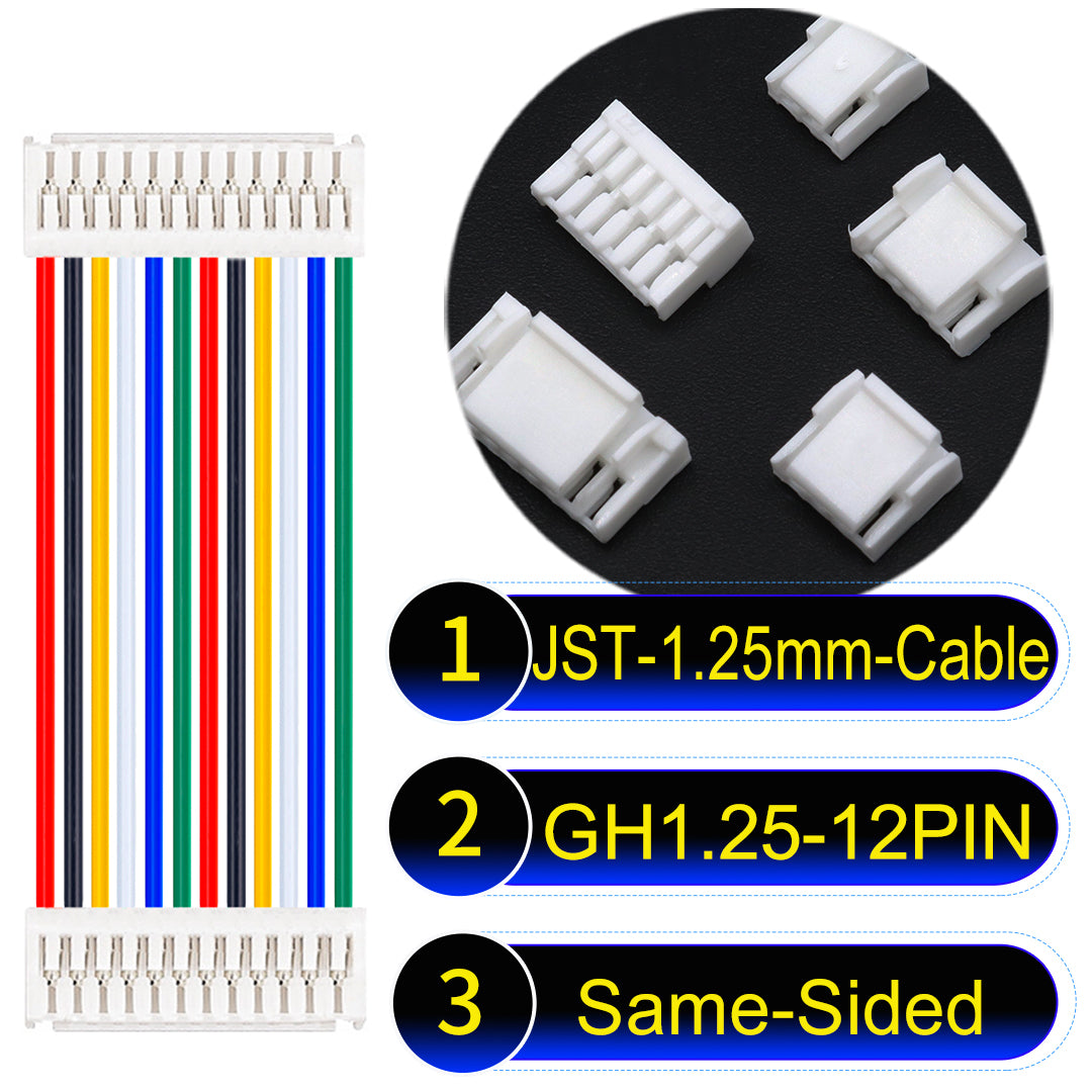 JST GH1.25mm 12Pin Same-Side-Head 28AWG UL1571 PVC Cable for reliable electrical connections.