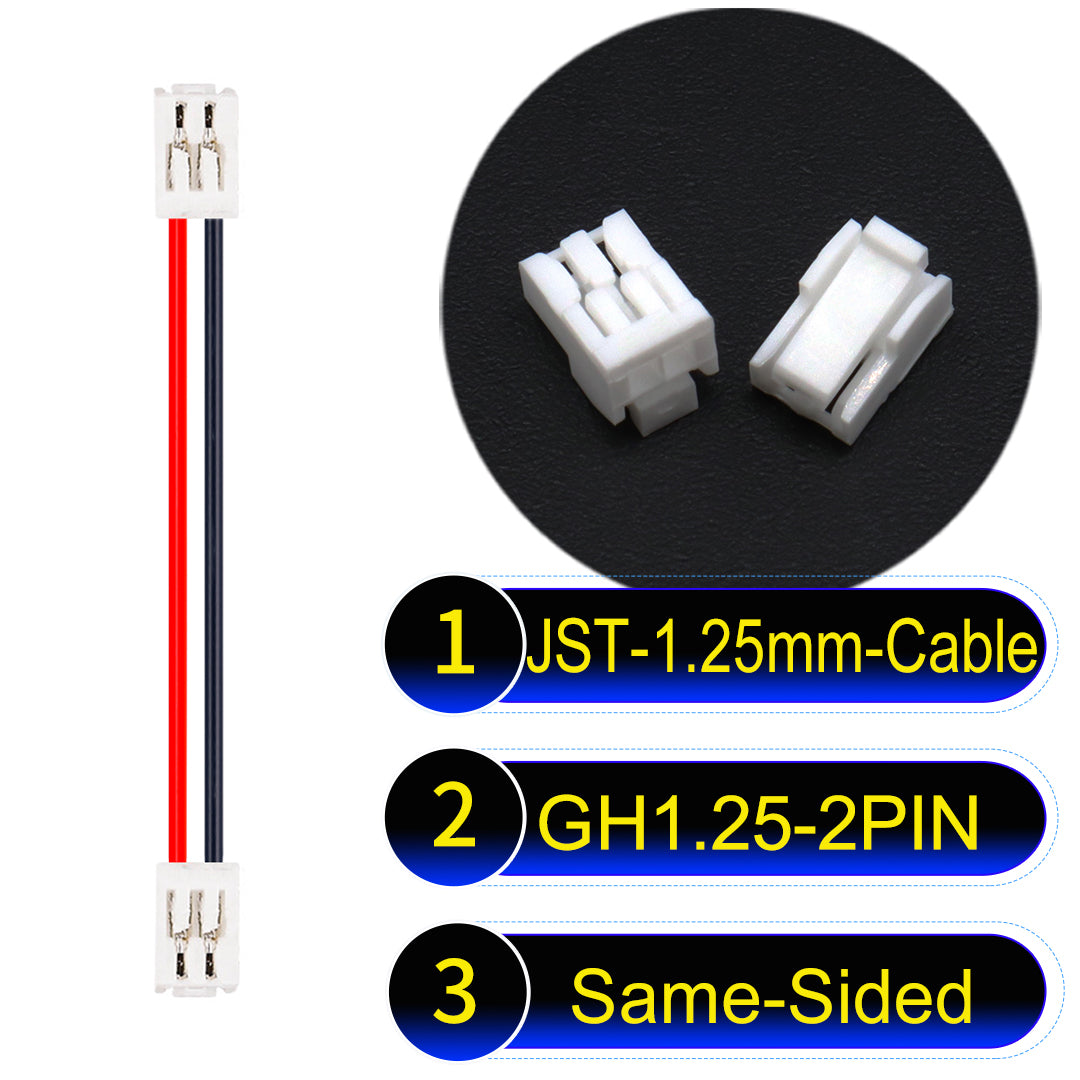 JST GH1.25mm 2Pin Same-Side-Head 28AWG UL1571 PVC Cable for reliable electrical connections.