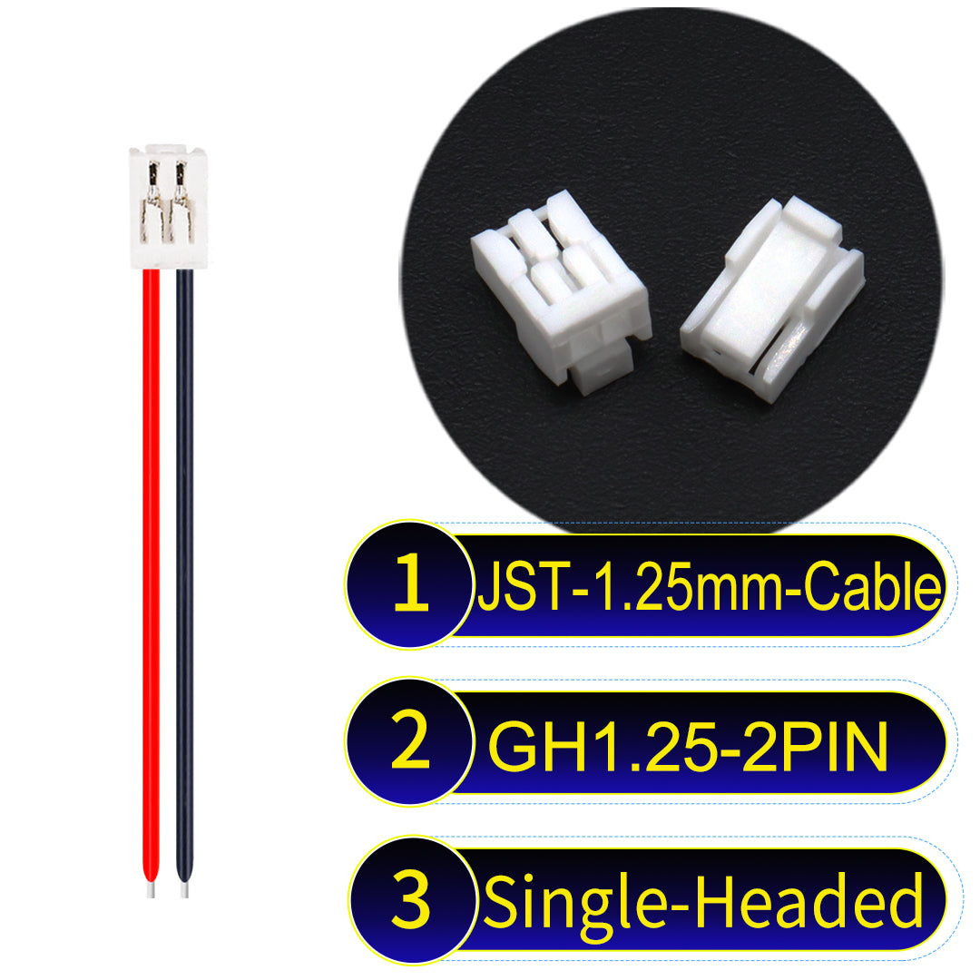 JST GH1.25mm 2Pin Single-Headed 28AWG UL1571 PVC Cable for reliable electrical connections.