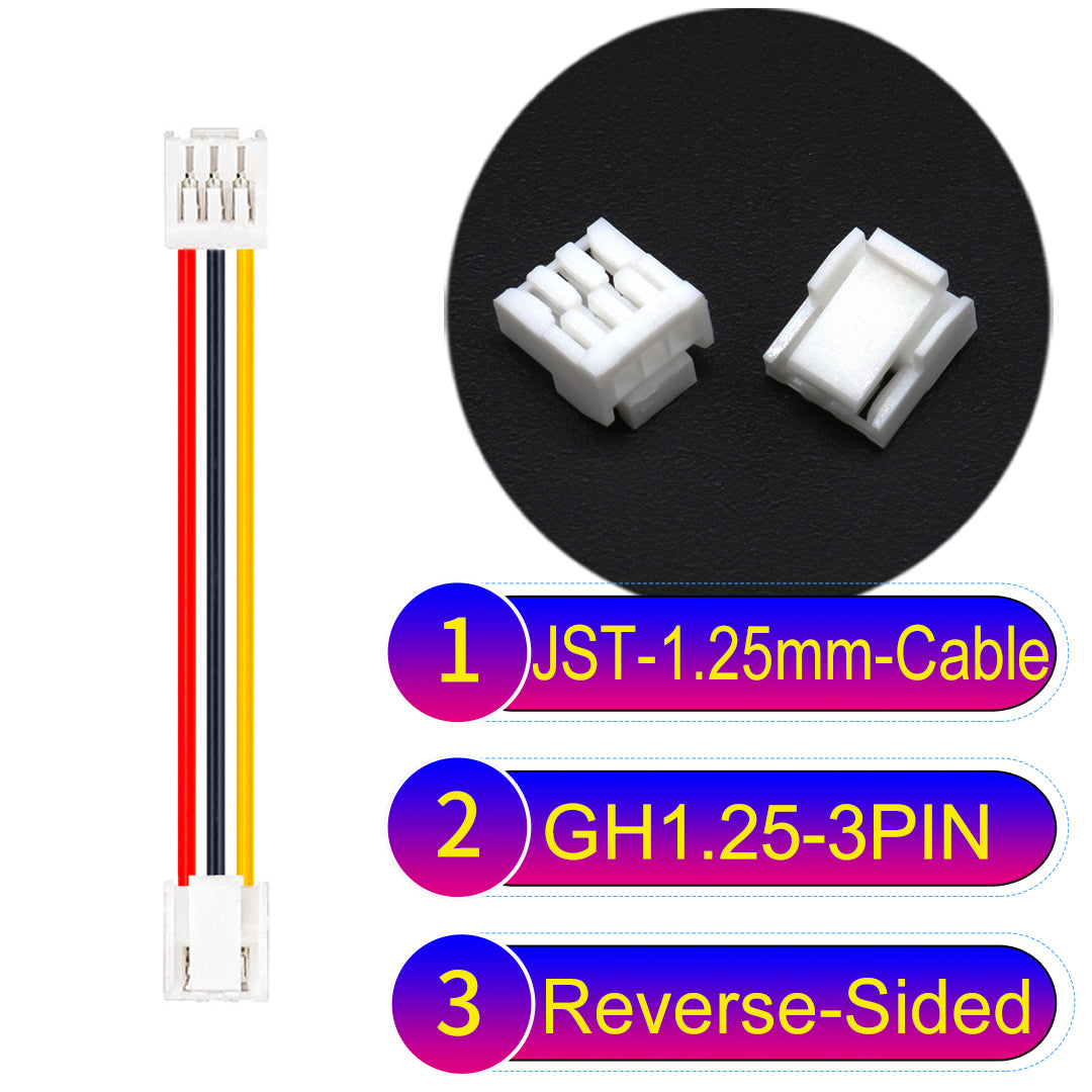 JST GH1.25mm 3Pin Reverse-Side-Head 28AWG UL1571 PVC Cable for reliable electrical connections.