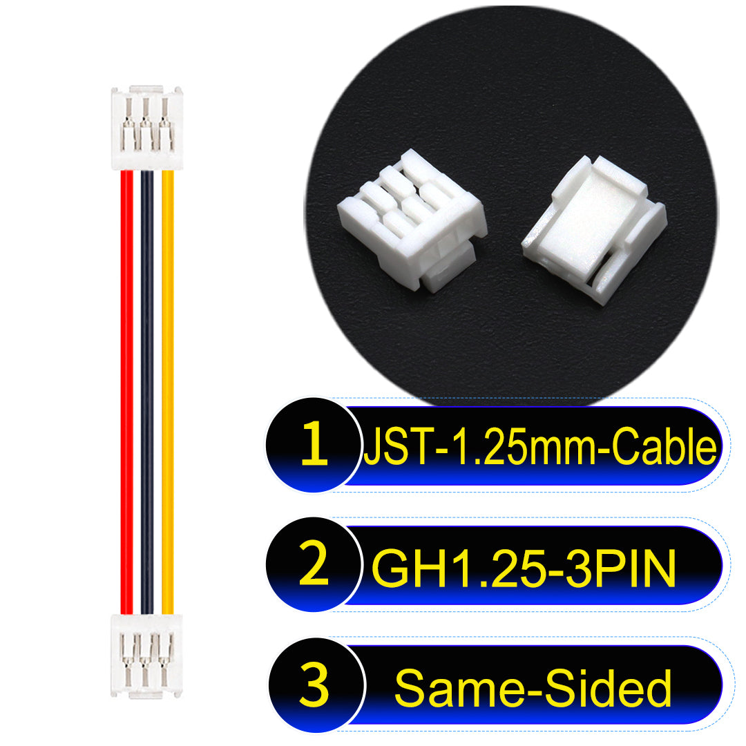 JST GH1.25mm 3Pin Same-Side-Head 28AWG UL1571 PVC Cable for reliable electrical connections.