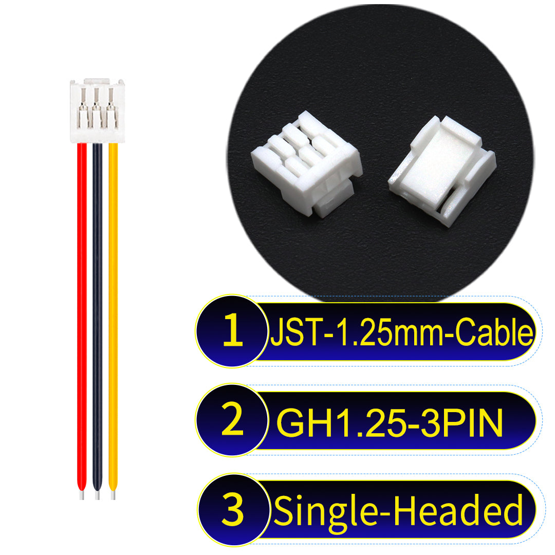 JST GH1.25mm 3Pin Single-Headed 28AWG UL1571 PVC Cable for reliable electrical connections.