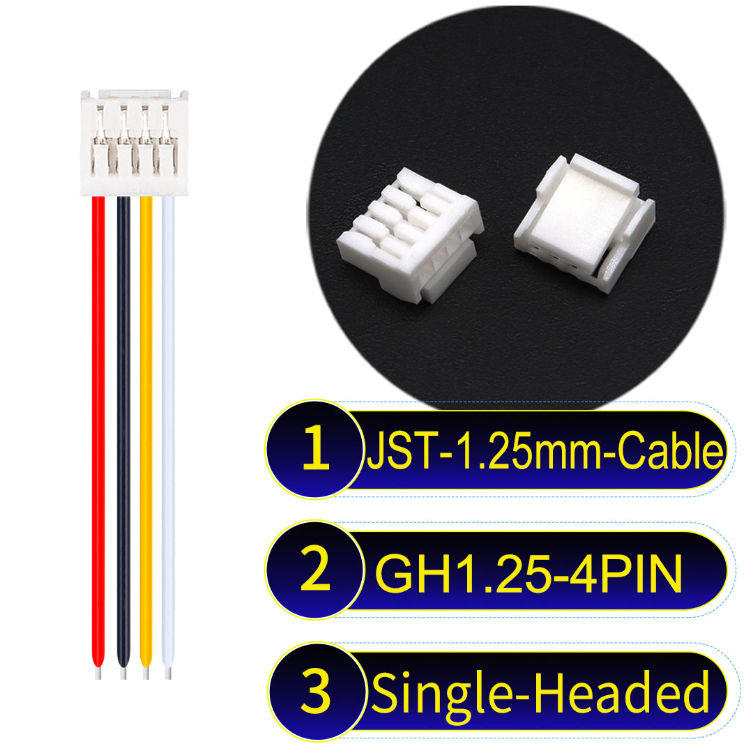 JST GH1.25mm 4Pin Single-Headed 28AWG UL1571 PVC Cable for reliable electrical connections.