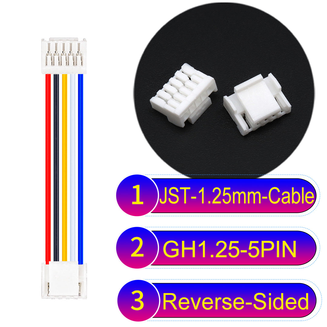 JST GH1.25mm 5Pin Reverse-Side-Head 28AWG UL1571 PVC Cable for reliable electrical connections.
