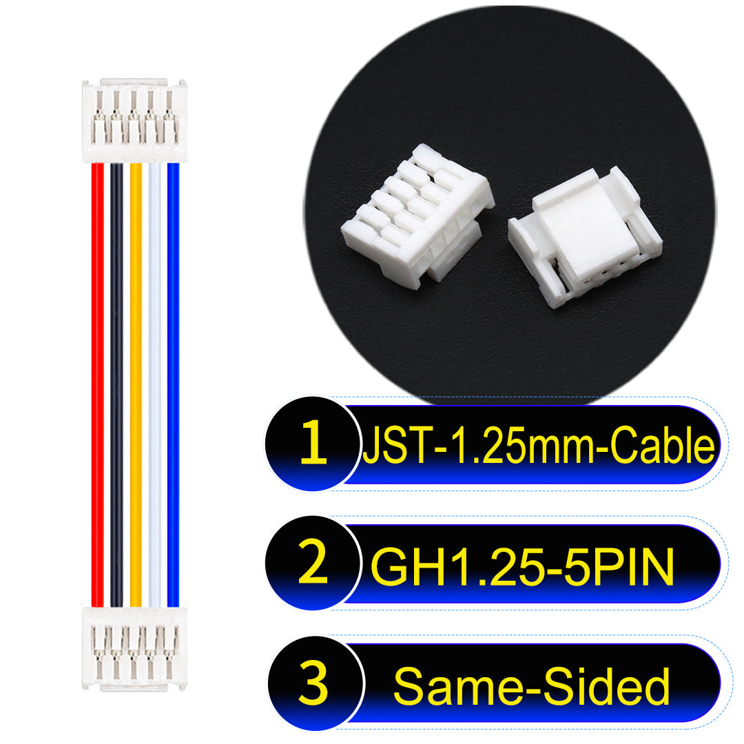 JST GH1.25mm 5Pin Same-Side-Head 28AWG UL1571 PVC Cable for reliable electrical connections.