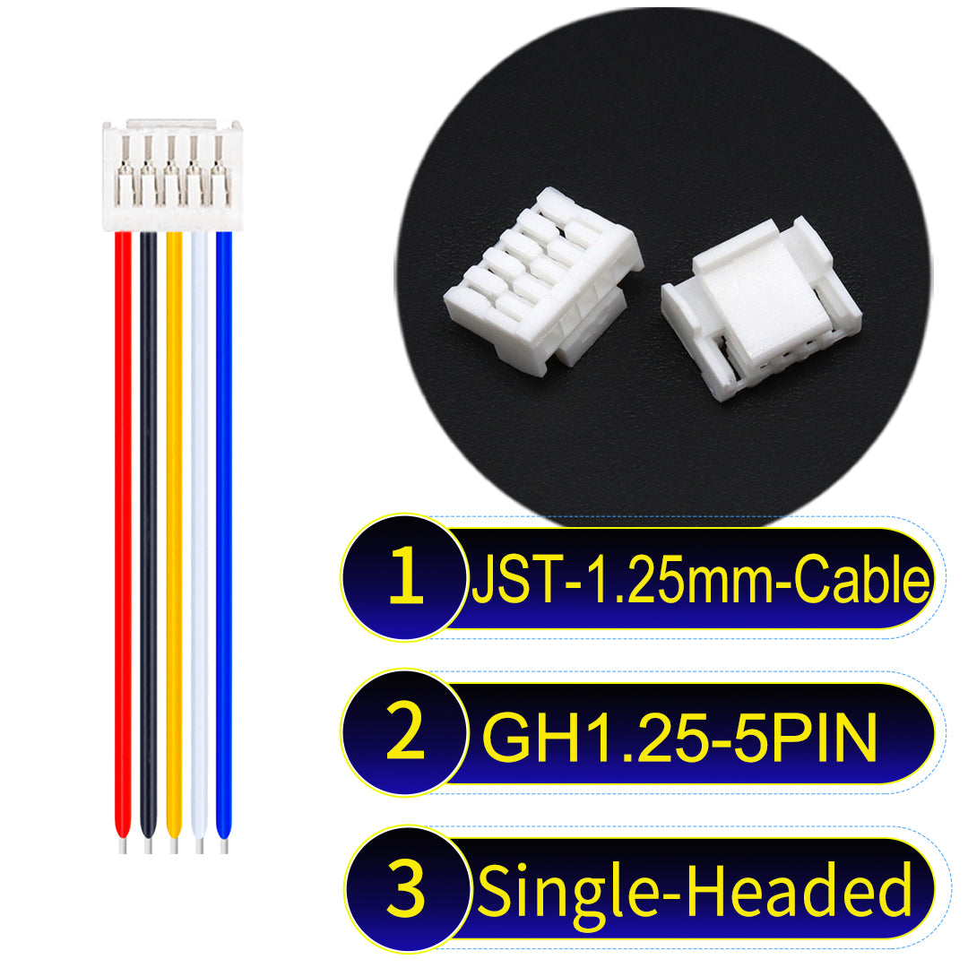 JST GH1.25mm 5Pin Single-Headed 28AWG UL1571 PVC Cable for reliable electrical connections.