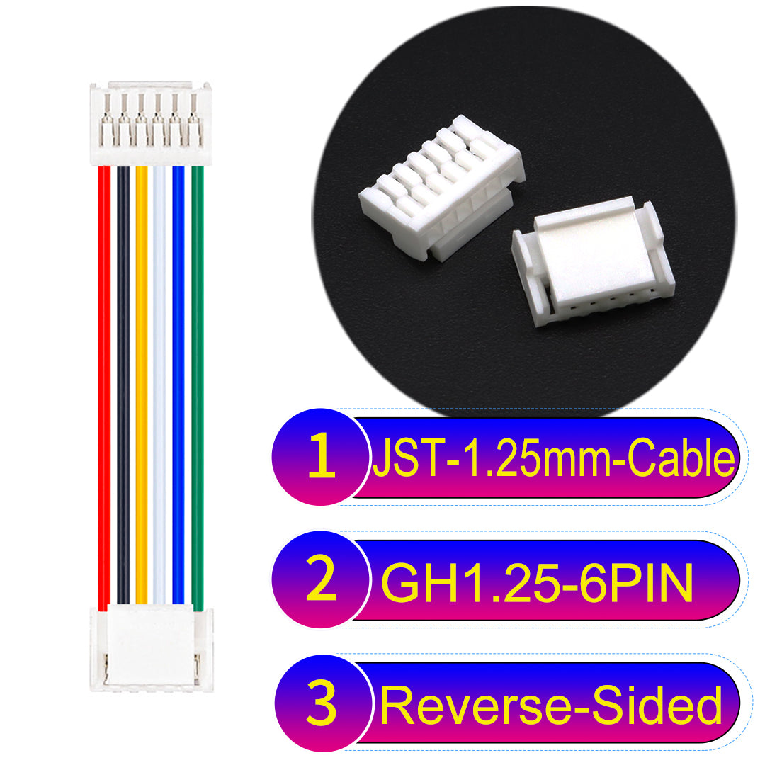 JST GH1.25mm 6Pin Reverse-Side-Head 28AWG UL1571 PVC Cable for reliable electrical connections.