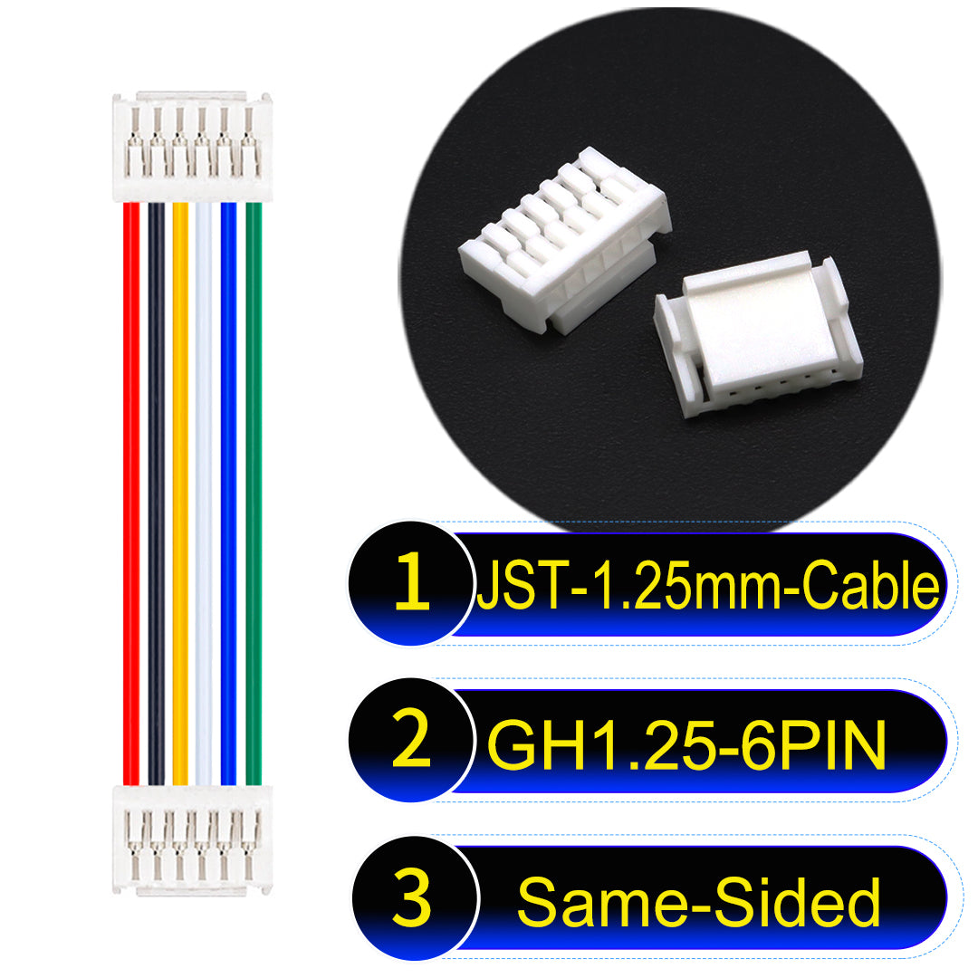 JST GH1.25mm 6Pin Same-Side-Head 28AWG UL1571 PVC Cable for reliable electrical connections.